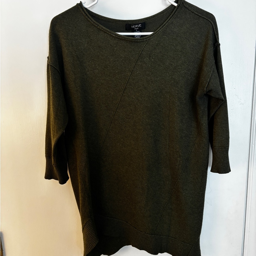 Verve Ami Olive Green Knit Sweater Top Women’s Small Lightweight Casual Basic